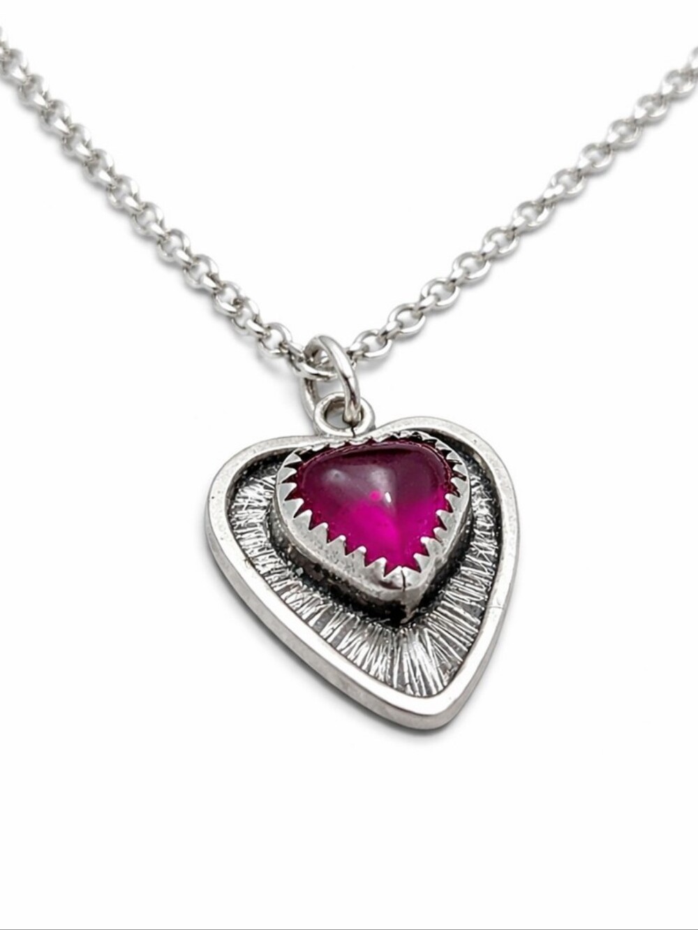 Sterling Silver Ruby Heart Necklace